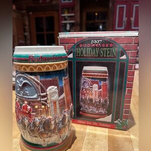 Budweiser 1997, 2000, 2008 Holiday Stein Mug Clydesdales